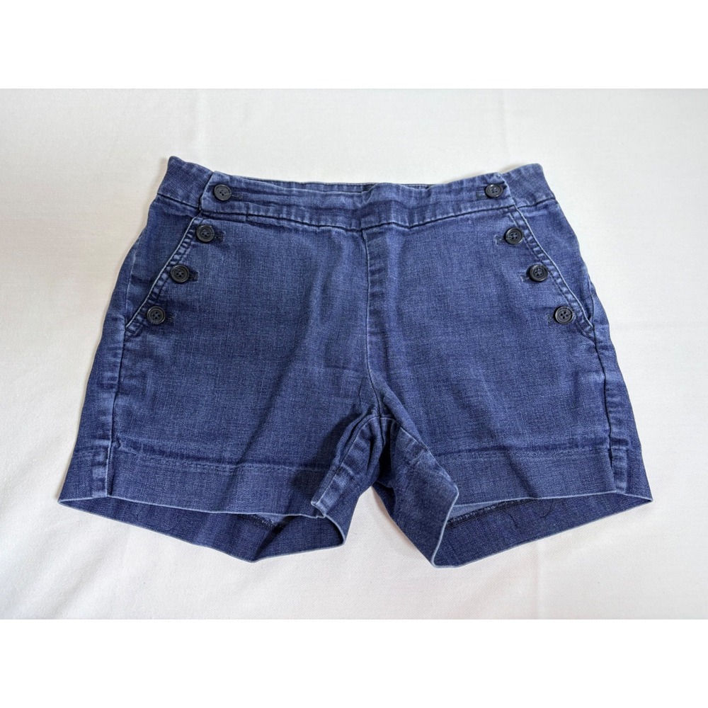 Banana Republic Sailor Shorts 0 Indigo‎ Blue Excellent Button Detail Cuffed Hem